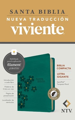 Biblia NTV Compacta LG Índice Turquesa Floral Con Filament
