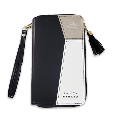 Biblia RVR6015CZTI/ Chequera Negro/Beige/ Cierre Indice