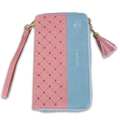 Biblia RVR6015CZTI/ Chequera Azul-Rosa/ Cierre
