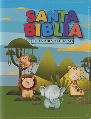 Biblia RVR60 Niños Animales Imitación Piel Cierre