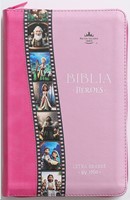 Biblia RVR6065cz/ Héroes Rosa/ I.Piel Cierre (Imitación Piel con Cierre) [Biblias para Niños]