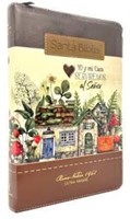 Biblia RVR60 065LG CZTI Tricolor Fantasía Café (Imitación Piel con Cierre) [Biblia]