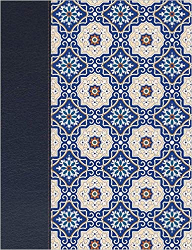Biblia De Apuntes RVR1960 Piel Fabricada  Mosaico Crema Y Azul