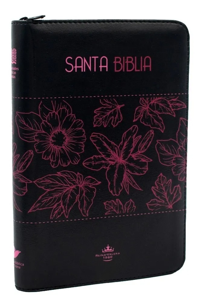 Biblia RVR60 65cZLG Cierre Negro Flores