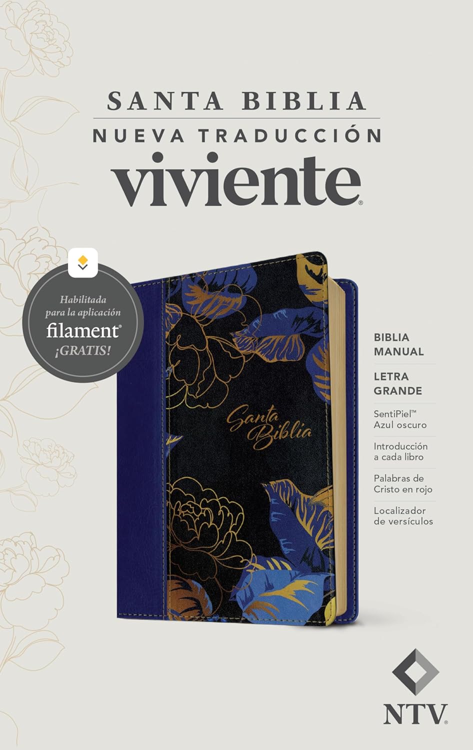 Biblia NTV Manual LG Azul Oscuro Con Filament