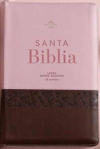 BIBLIA RVR60 088CZTI LSGI CAFÉ/ROSA CON MARIPOSAS