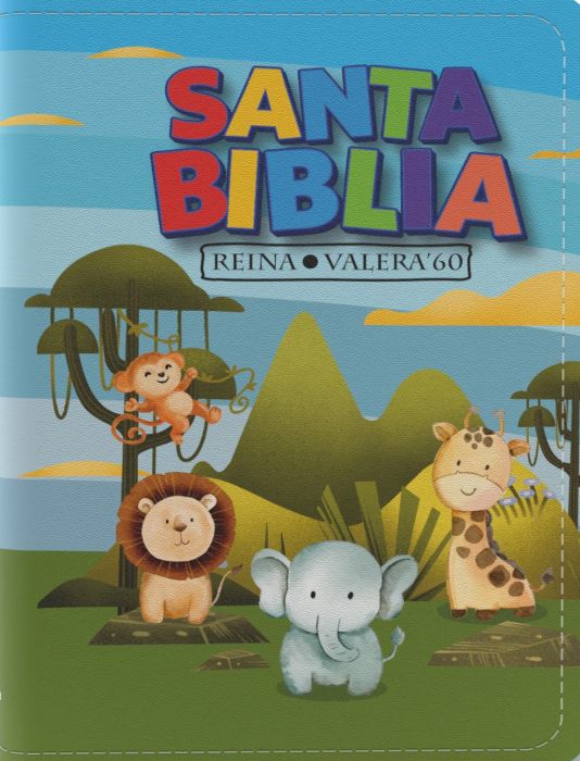 Biblia RVR60 Niños Animales Imitación Piel Cierre